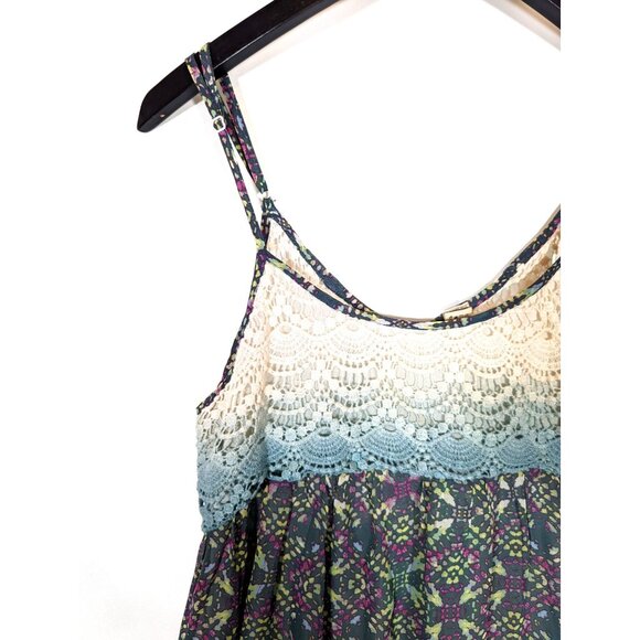 Gimmicks by BKE Size M Bohemian Crochet Halter Top High Low Tulle Ombre Tank - Picture 2 of 6